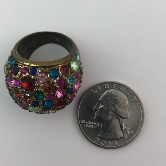 Retro Multi-color Rhinestone Ring - Picture 4 of 4